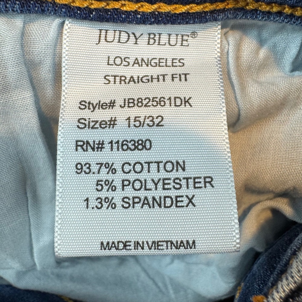 Judy Blue 15/32 Straight Fit Jeans Womens Blue Raw Hem High Rise JB82561DK - Picture 7 of 11
